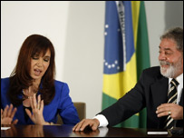 O presidente Lula e a presidente da Argentina, Cristina Kirchner. Foto: AFP