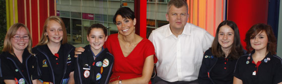 Girl guides with Christine and Adrian