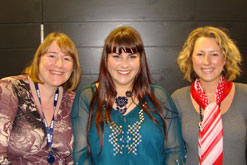 Louise Corley and Charlotte Craze made up by Lauren Luke (in the middle)