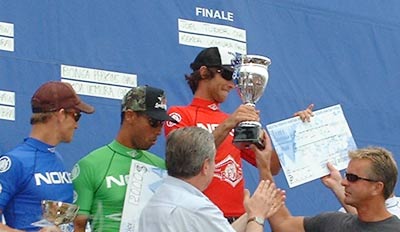 Joel Tudor lifting trophy