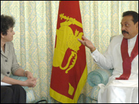 Irene Khan with President Rajapaksa