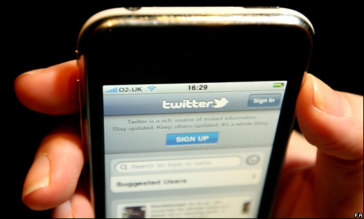 Twitter en un telefono inteligente