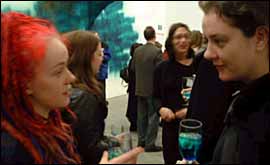 Women chatting at the launch of 'artsnet' 