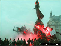 Protesto na França em dezembro de 1995