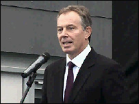 Tony Blair gives his speech