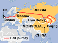 Залізничний трансконтинентальний маршрут.