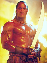 the Rock brandishes his sword