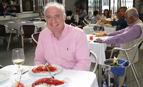 Rick enjoying a plate of Carabiñeros in Seville