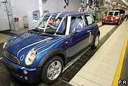 Minis on the production line at Cowley