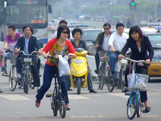 People on bikes.
