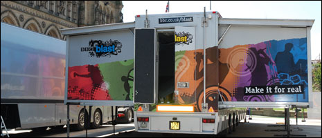 The Blast Truck setting up in Bradford