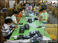 People working at a factory in China