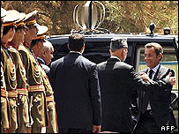 نیکولا سارکوزی رییس جمهوری فرانسه همراه با حامد کرزی در کابل