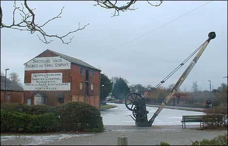View from the wharf down the canal