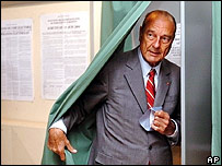 Fransa Cumhurbaşkanı Jacques Chirac oy sandığında