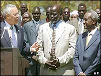 Colin Powell, John Garang e Ali Osman Taha