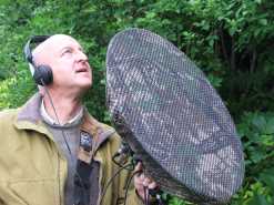 Christ Watson recording with a parabolic reflector