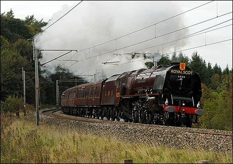 LMS 8P Class 4-6-2 No. 6233 'Duchess of Sutherland' seen at Frimby Grange near Shap with the southbound 'Royal Scot' rail tour. Shep Woolley