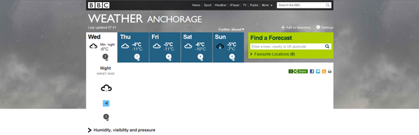 Weather forecast for a few cold days in Alaska, before grey skies