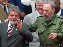 O presidente Lula e Fidel Castro