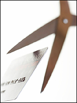 A credit card being cut up