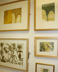 Work by Cardiff Print Workshop members Lauren Burgess, Sally Williams, Teresa Bridger and Sue Paton
