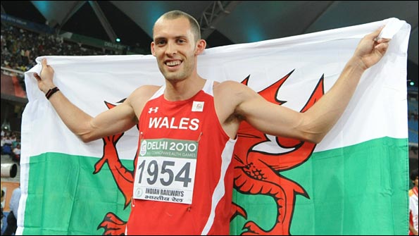 Dai Greene celebrates his 400m hurdles Commonwealth Games gold