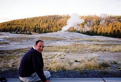 Peter Evans with Old Faithful