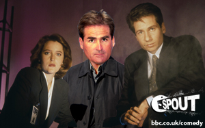 Richard Keys with Mulder and Scully from The X Files