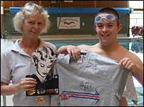 Tom Cole, with his hero Adam Ruckwood's t-shirt