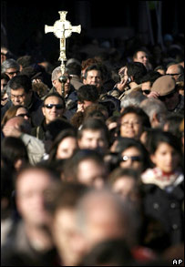 Comício católico contra as reformas do governo, em 30/12/2007