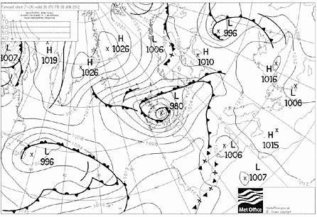 Met Office weather chart for Friday 8 June 2012