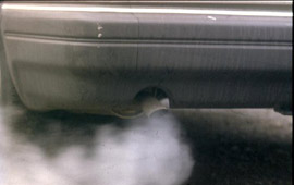 Traffic fumes from a car exhaust