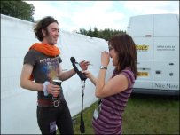 Katy and James from Pulled Apart By Horses just after their set