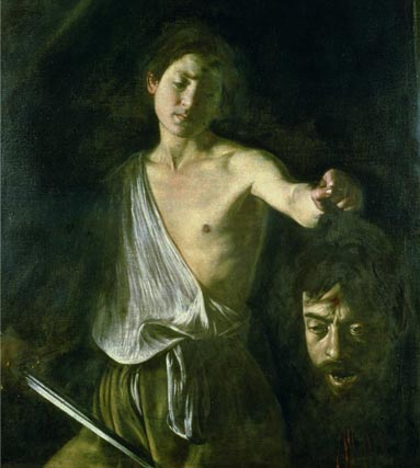David with the Head of Goliath, 1606 (oil on canvas) (for detail see 100350) by Caravaggio, Michelangelo Merisi da (1571-1610)