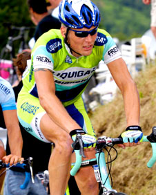Magnus Backstedt climbing in the Tour de France (Image copyright: Ola Fagerstrom)