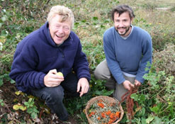 Dylan and Fergus the Forager prepare a Mesolithic feast.