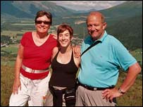 Pam with her husband and daughter. Image: Pam Voll
