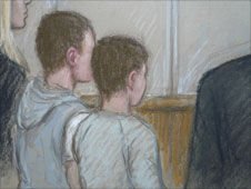 Sketch of boys in court