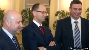 Олександр Турчинов, Арсеній Яценюк, Віталій Кличко 