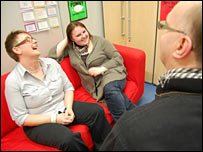 Jonathan Miles with people at WEYES