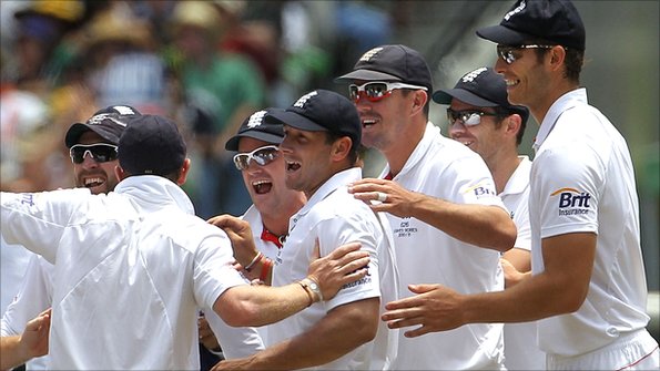 England players celebrating together