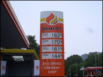 Placa de posto de combustível na Holanda. Foto: Clívia Caracciolo