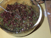 minced pork, green bean and celery stuffing