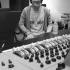 Jamie Cullum behind the 4-track analogue mixing desk.