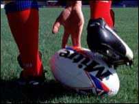 Rugby ball been kicked back