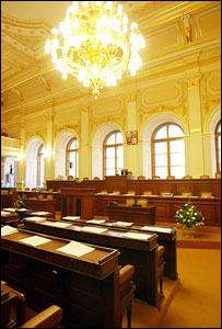 Interiér jednacího sálu Poslanecké sněmovny