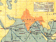 India, a detail from a 1886 map of the British Empire
