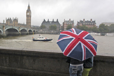 People with an umbrella in London