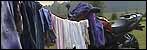 Washing line attached to a motorbike